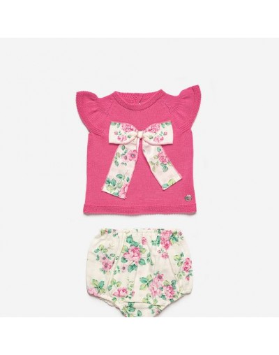 Conjunto bebñe niña jersey fucsia. Juliana. J7087