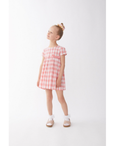 Vestido cuadro vichy rosa-blanco